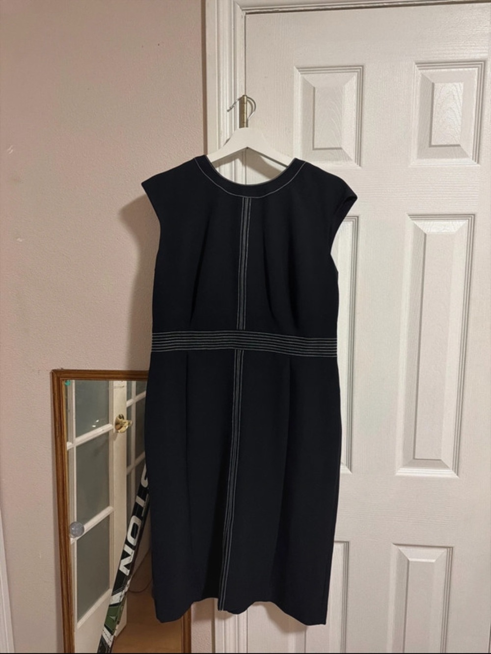 Worthington Black Sheath Dress with Contrast Waist Stitching